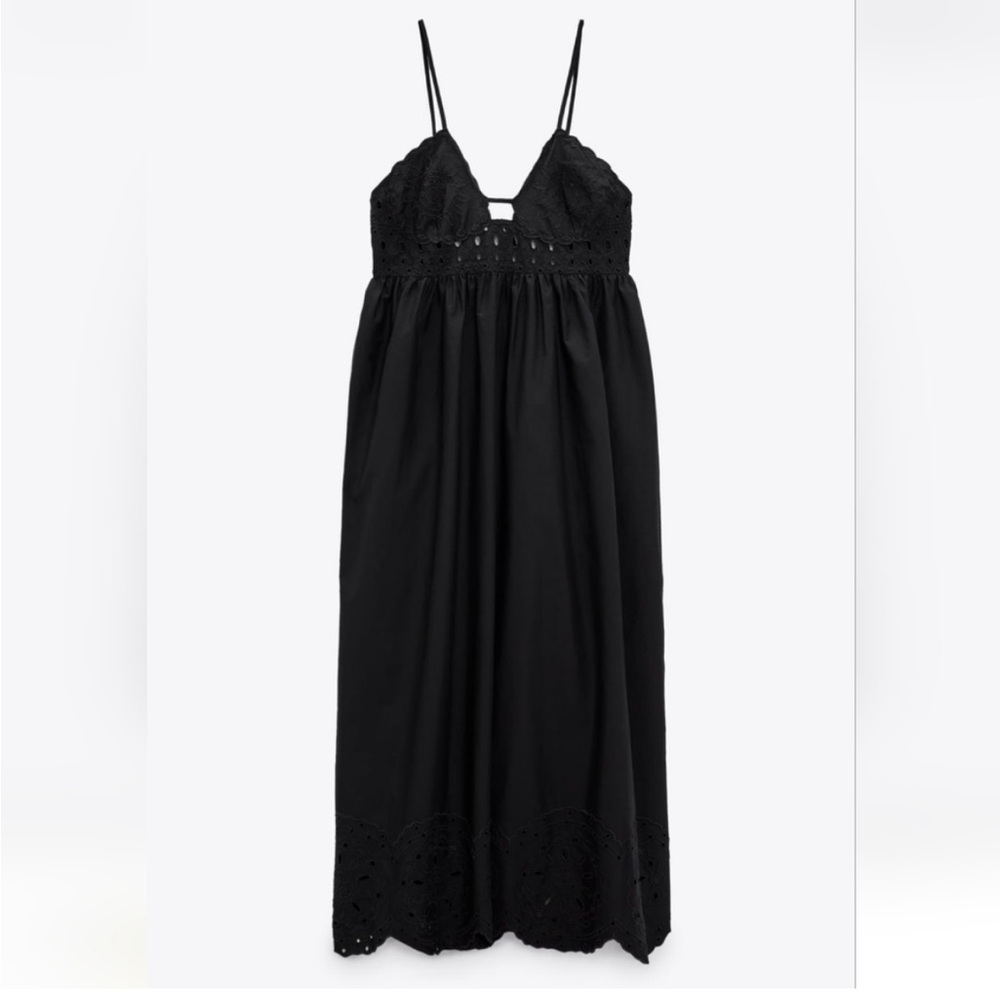 Zara perfarated poplin maxi dress. Size S NWT - Picture 3 of 8